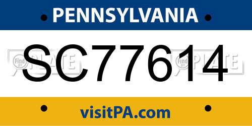 SC77614 Pennsylvania License Plate