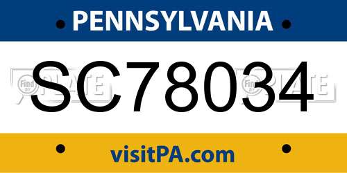 SC78034 Pennsylvania License Plate