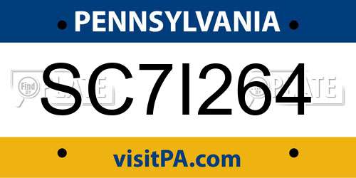 SC7I264 Pennsylvania License Plate