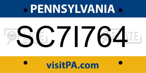SC7I764 Pennsylvania License Plate