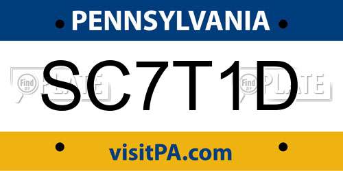 SC7T1D Pennsylvania License Plate