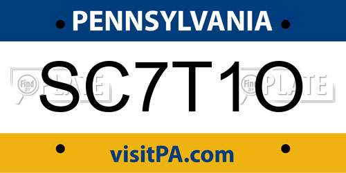 SC7T1O Pennsylvania License Plate