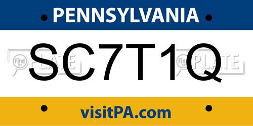 SC7T1Q Pennsylvania License Plate
