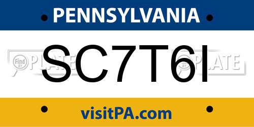 SC7T6I Pennsylvania License Plate