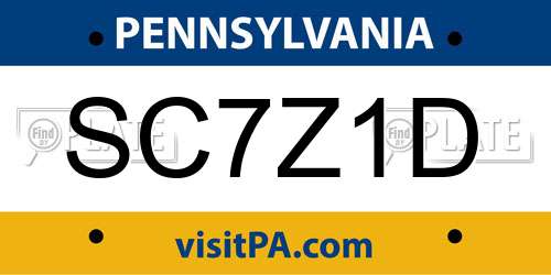 SC7Z1D Pennsylvania License Plate