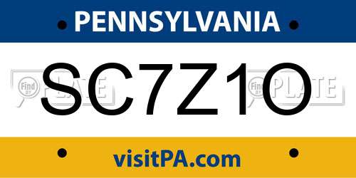 SC7Z1O Pennsylvania License Plate
