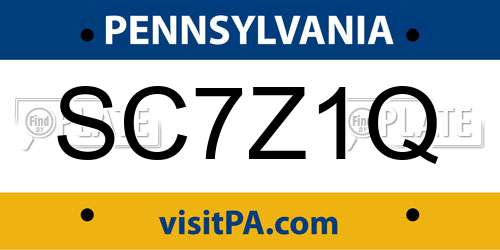 SC7Z1Q Pennsylvania License Plate