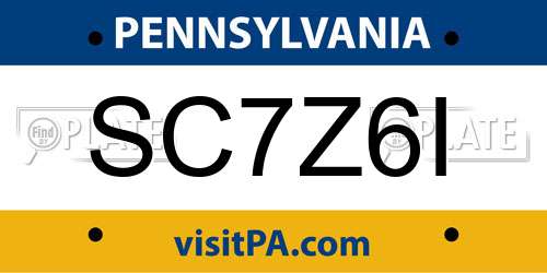 SC7Z6I Pennsylvania License Plate
