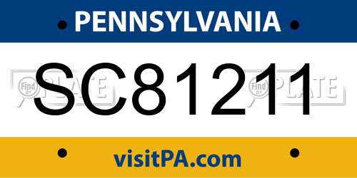 SC81211 Pennsylvania License Plate