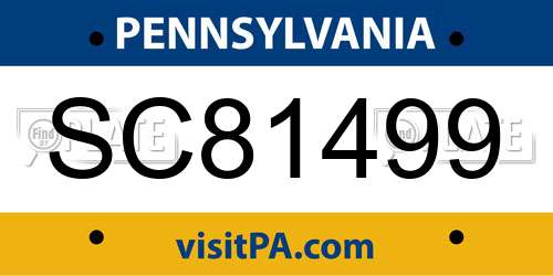 SC81499 Pennsylvania License Plate