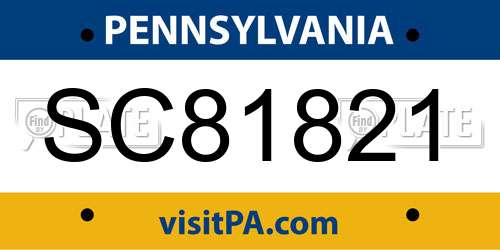 SC81821 Pennsylvania License Plate
