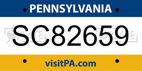 SC82659 Pennsylvania License Plate