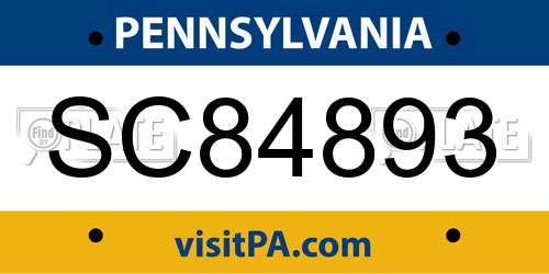 SC84893 Pennsylvania License Plate