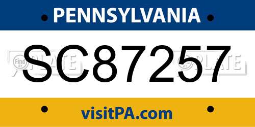 SC87257 Pennsylvania License Plate