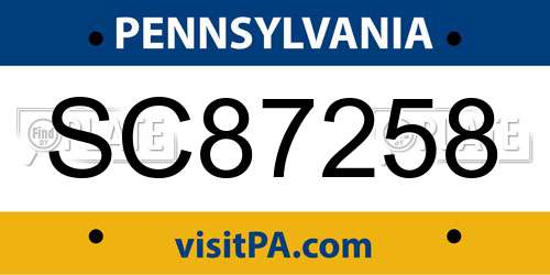 SC87258 Pennsylvania License Plate
