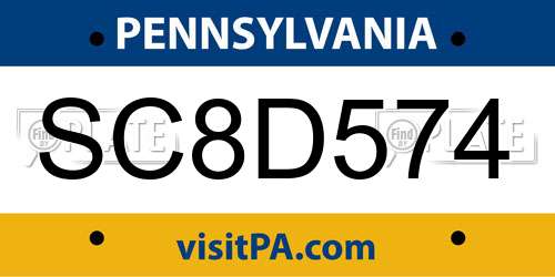 SC8D574 Pennsylvania License Plate
