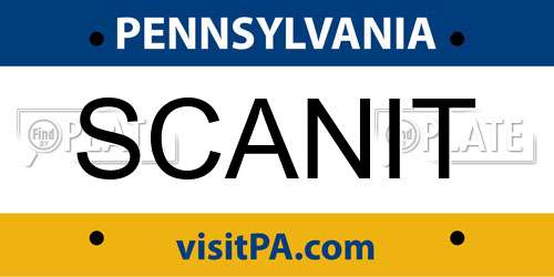 SCANIT Pennsylvania License Plate