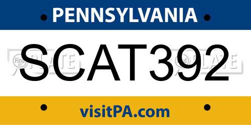 SCAT392 Pennsylvania License Plate