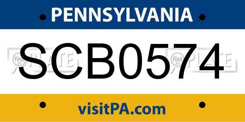 SCB0574 Pennsylvania License Plate