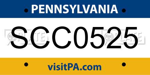 SCC0525 Pennsylvania License Plate