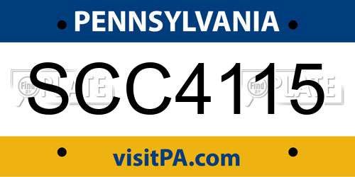 SCC4115 Pennsylvania License Plate