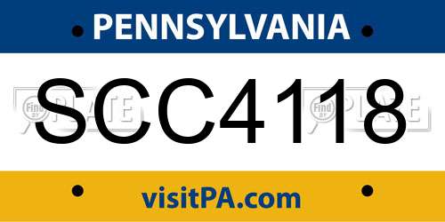 SCC4118 Pennsylvania License Plate