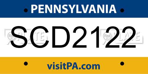 SCD2122 Pennsylvania License Plate