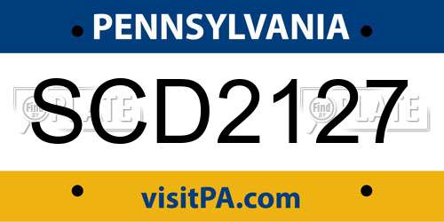 SCD2127 Pennsylvania License Plate