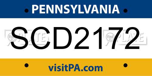 SCD2172 Pennsylvania License Plate