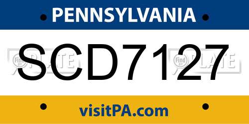 SCD7127 Pennsylvania License Plate