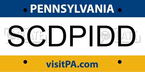 SCDPIDD Pennsylvania License Plate