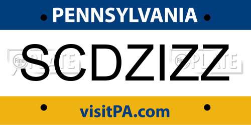 SCDZIZZ Pennsylvania License Plate