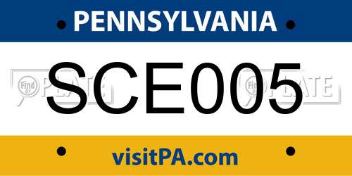 SCE005 Pennsylvania License Plate