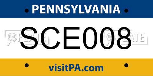 SCE008 Pennsylvania License Plate