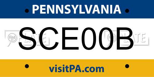 SCE00B Pennsylvania License Plate