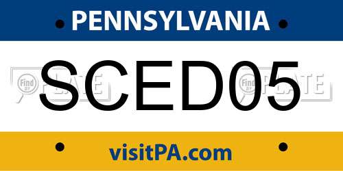 SCED05 Pennsylvania License Plate