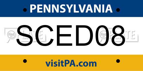 SCED08 Pennsylvania License Plate