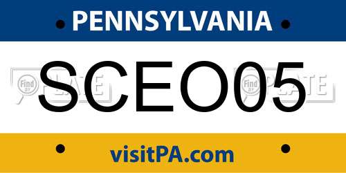SCEO05 Pennsylvania License Plate