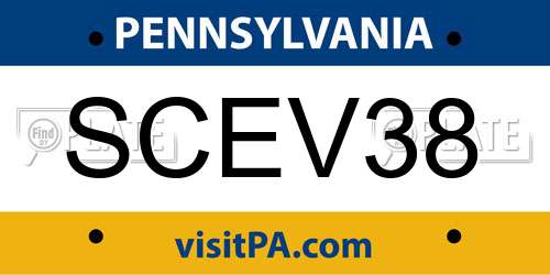 SCEV38 Pennsylvania License Plate