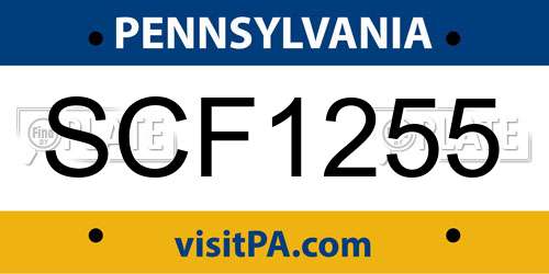 SCF1255 Pennsylvania License Plate