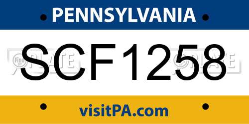 SCF1258 Pennsylvania License Plate