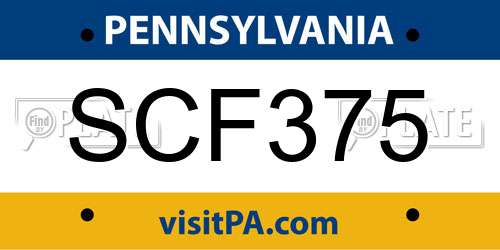 SCF375 Pennsylvania License Plate