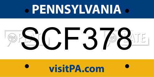 SCF378 Pennsylvania License Plate