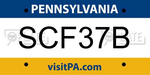SCF37B Pennsylvania License Plate