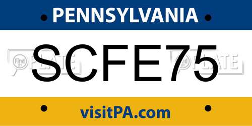 SCFE75 Pennsylvania License Plate