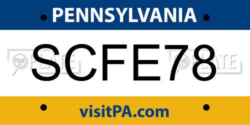 SCFE78 Pennsylvania License Plate