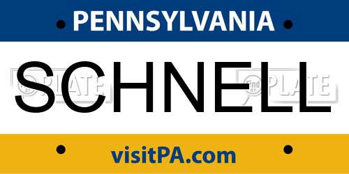 SCHNELL Pennsylvania License Plate
