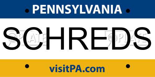 SCHREDS Pennsylvania License Plate
