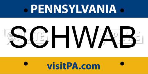 SCHWAB Pennsylvania License Plate