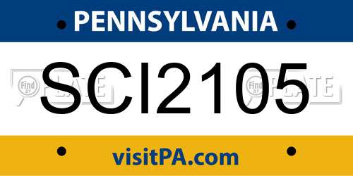SCI2105 Pennsylvania License Plate